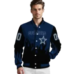 custom dallas cowboys flame border blue black varsity jacket best selling.webp