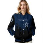 custom dallas cowboys flame border blue black varsity jacket best selling.webp