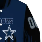 custom dallas cowboys flame border blue black varsity jacket best selling.webp