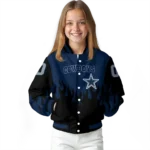 custom dallas cowboys flame border blue black varsity jacket best selling.webp
