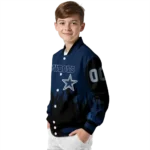 custom dallas cowboys flame border blue black varsity jacket best selling.webp