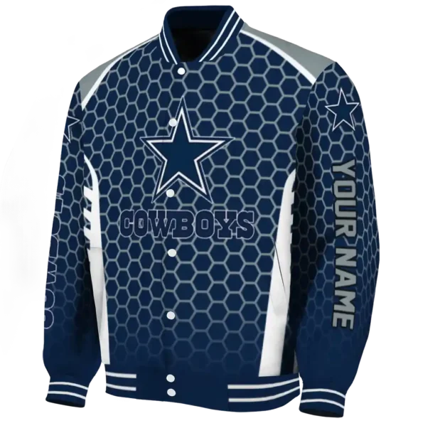 custom dallas cowboys hexagon grid blue varsity jacket best selling.webp