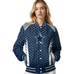 custom dallas cowboys hexagon grid blue varsity jacket best selling.webp