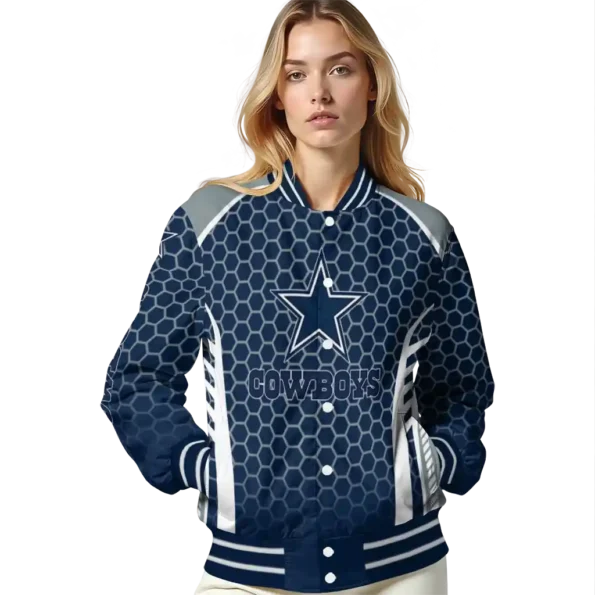 custom dallas cowboys hexagon grid blue varsity jacket latest model.webp
