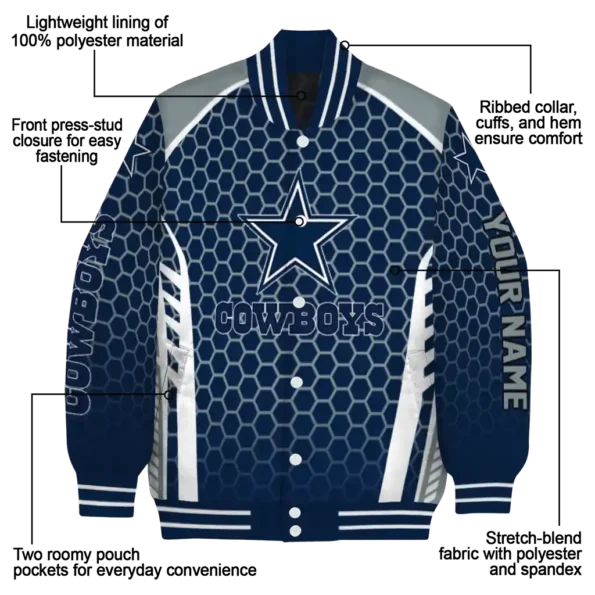 custom dallas cowboys hexagon grid blue varsity jacket new arrival.webp