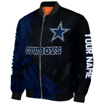 custom dallas cowboys hexagon mesh blue black bomber jacket best selling