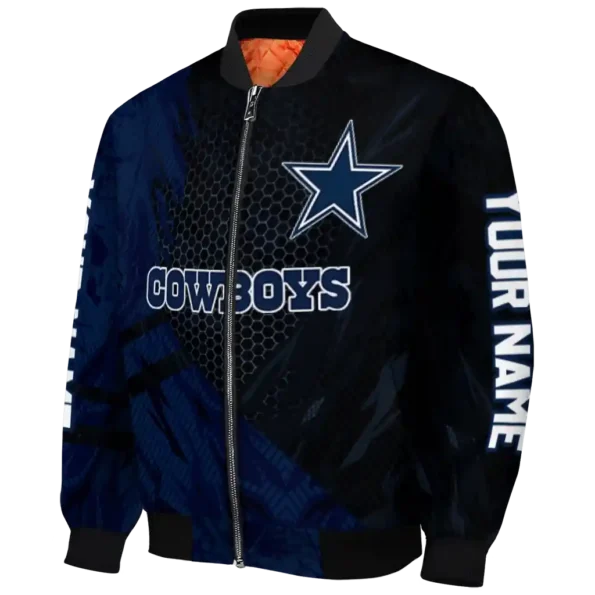 custom dallas cowboys hexagon mesh blue black bomber jacket best selling