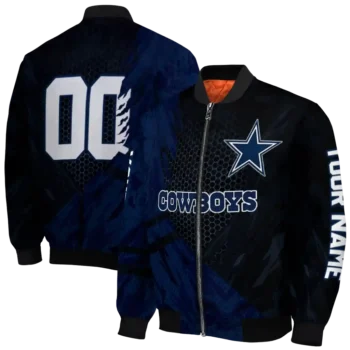 custom dallas cowboys hexagon mesh blue black bomber jacket fashion forward
