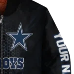 custom dallas cowboys hexagon mesh blue black bomber jacket best selling