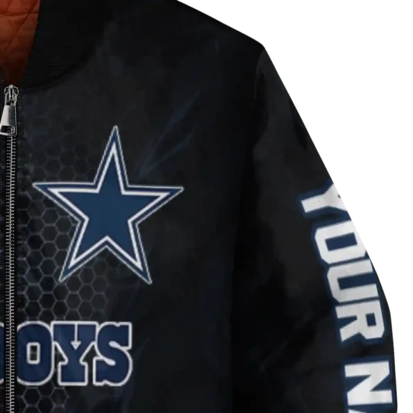 custom dallas cowboys hexagon mesh blue black bomber jacket premium grade