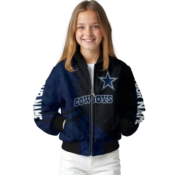 custom dallas cowboys hexagon mesh blue black bomber jacket top rated