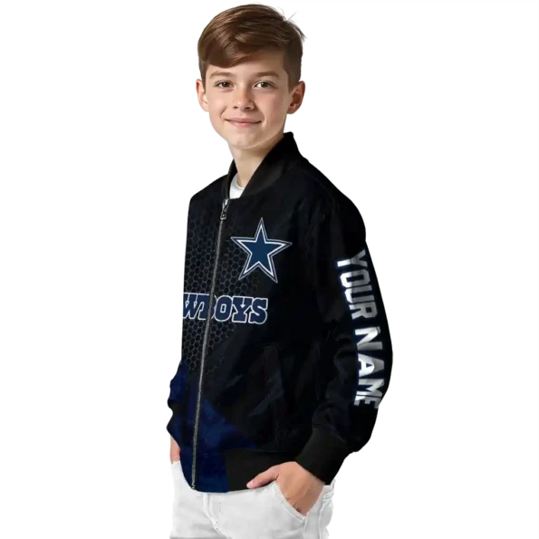 custom dallas cowboys hexagon mesh blue black bomber jacket trendy