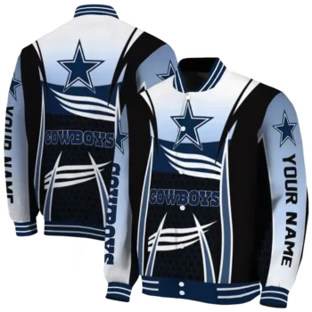 custom dallas cowboys mesh effect blue black varsity jacket fashion forward.webp