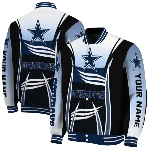 custom dallas cowboys mesh effect blue black varsity jacket fashion forward.webp