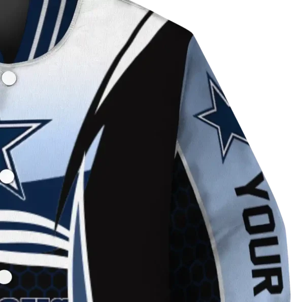 custom dallas cowboys mesh effect blue black varsity jacket premium grade.webp