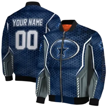 custom dallas cowboys power plate blue bomber jacket fashion forward