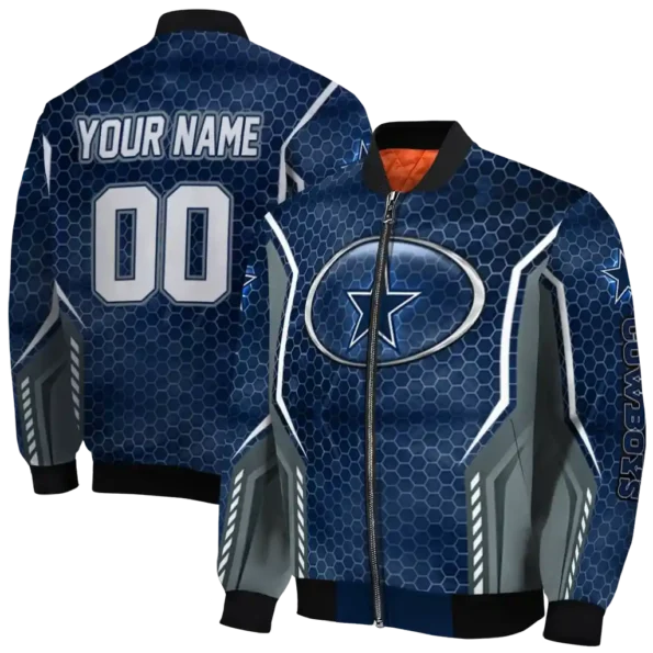 custom dallas cowboys power plate blue bomber jacket fashion forward