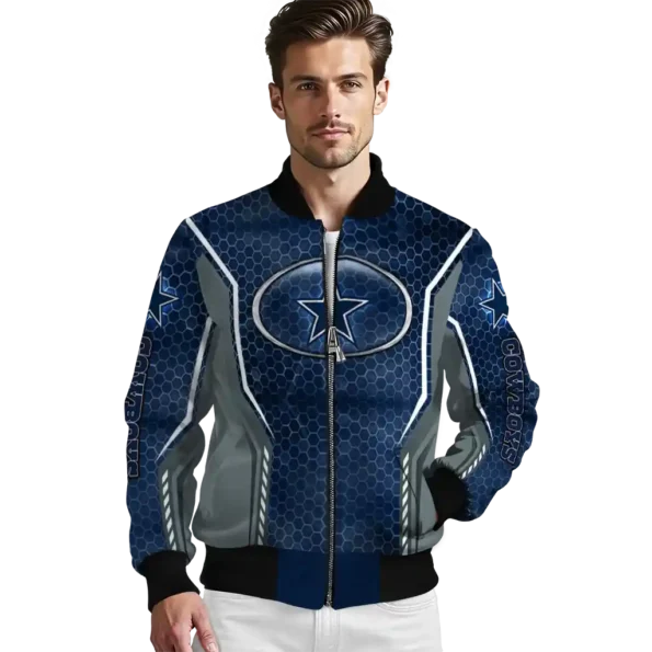 custom dallas cowboys power plate blue bomber jacket high quality