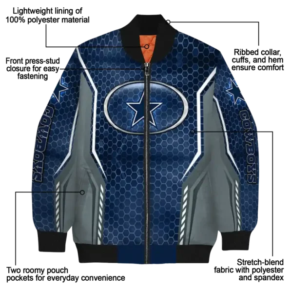 custom dallas cowboys power plate blue bomber jacket new arrival