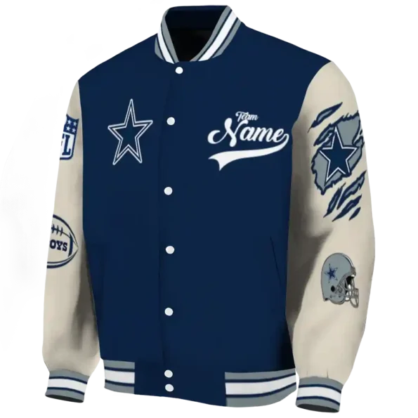 custom dallas cowboys razorback outline blue nude varsity jacket best selling.webp