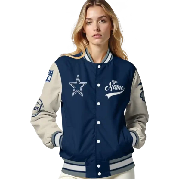 custom dallas cowboys razorback outline blue nude varsity jacket latest model.webp