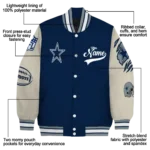 custom dallas cowboys razorback outline blue nude varsity jacket best selling.webp