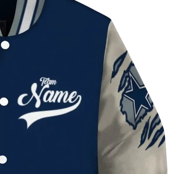 custom dallas cowboys razorback outline blue nude varsity jacket premium grade.webp