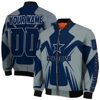 custom dallas cowboys spider mark blue grey crocs bomber jacket fashion forward