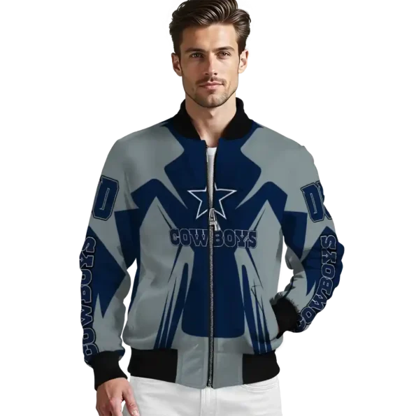 custom dallas cowboys spider mark blue grey crocs bomber jacket high quality