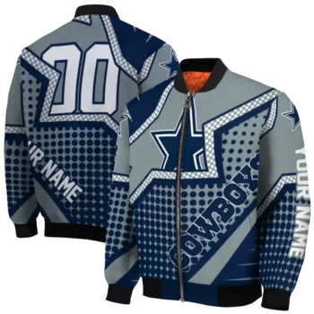 custom dallas cowboys star burst blue bomber jacket fashion forward