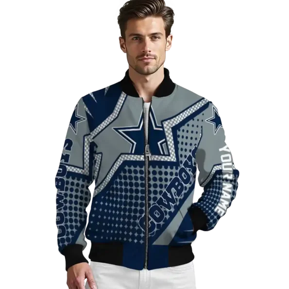 custom dallas cowboys star burst blue bomber jacket high quality