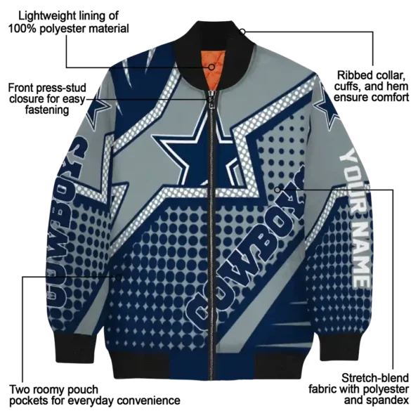 custom dallas cowboys star burst blue bomber jacket new arrival