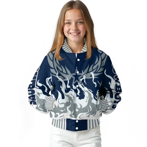 custom dallas cowboys winged blaze blue white varsity jacket top rated.webp