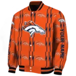 custom denver broncos bolt stripe orange varsity jacket best selling.webp