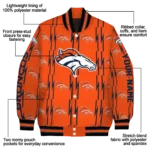 custom denver broncos bolt stripe orange varsity jacket best selling.webp