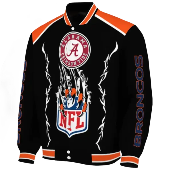 custom denver broncos claw blood orange black varsity jacket best selling.webp