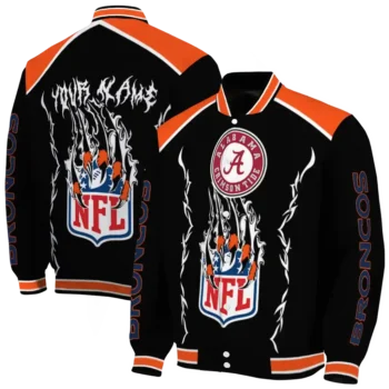 custom denver broncos claw blood orange black varsity jacket fashion forward.webp