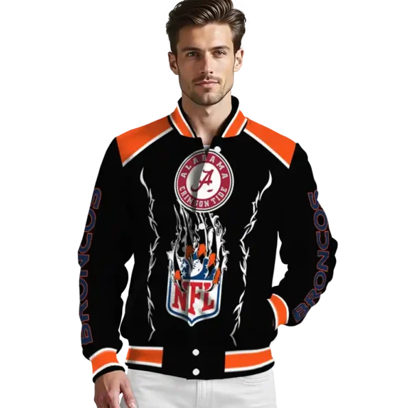 custom denver broncos claw blood orange black varsity jacket high quality.webp