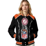 custom denver broncos claw blood orange black varsity jacket best selling.webp
