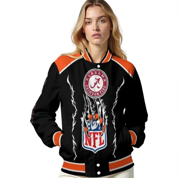 custom denver broncos claw blood orange black varsity jacket latest model.webp