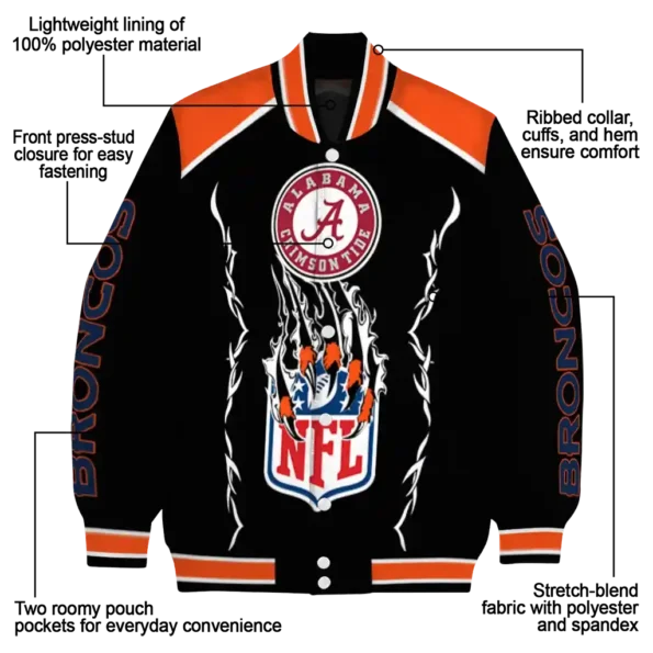 custom denver broncos claw blood orange black varsity jacket new arrival.webp