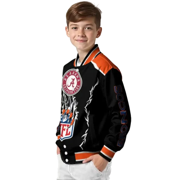 custom denver broncos claw blood orange black varsity jacket trendy.webp