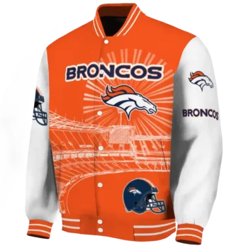 custom denver broncos ferris arena orange white varsity jacket best selling.webp