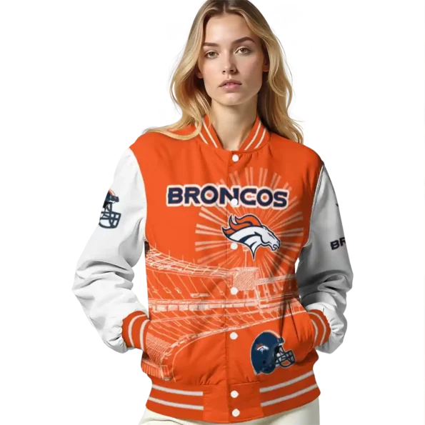 custom denver broncos ferris arena orange white varsity jacket latest model.webp