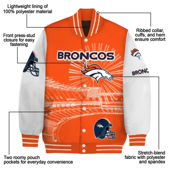custom denver broncos ferris arena orange white varsity jacket new arrival.webp