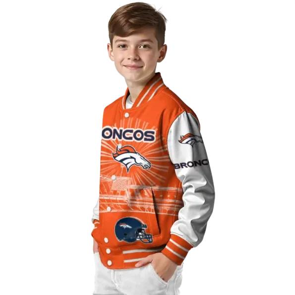 custom denver broncos ferris arena orange white varsity jacket trendy.webp
