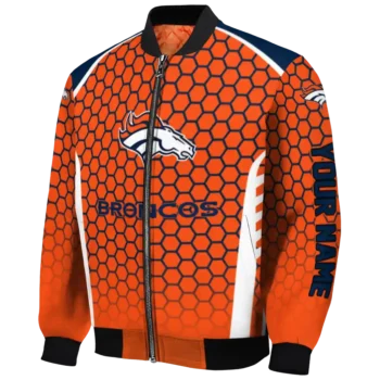 custom denver broncos hexagon grid orange bomber jacket best selling