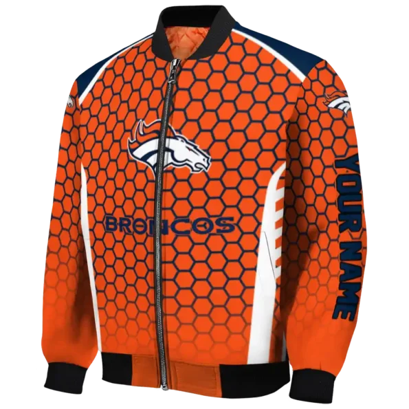 custom denver broncos hexagon grid orange bomber jacket best selling