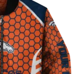 custom denver broncos hexagon grid orange bomber jacket best selling