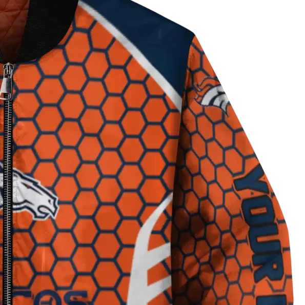 custom denver broncos hexagon grid orange bomber jacket premium grade